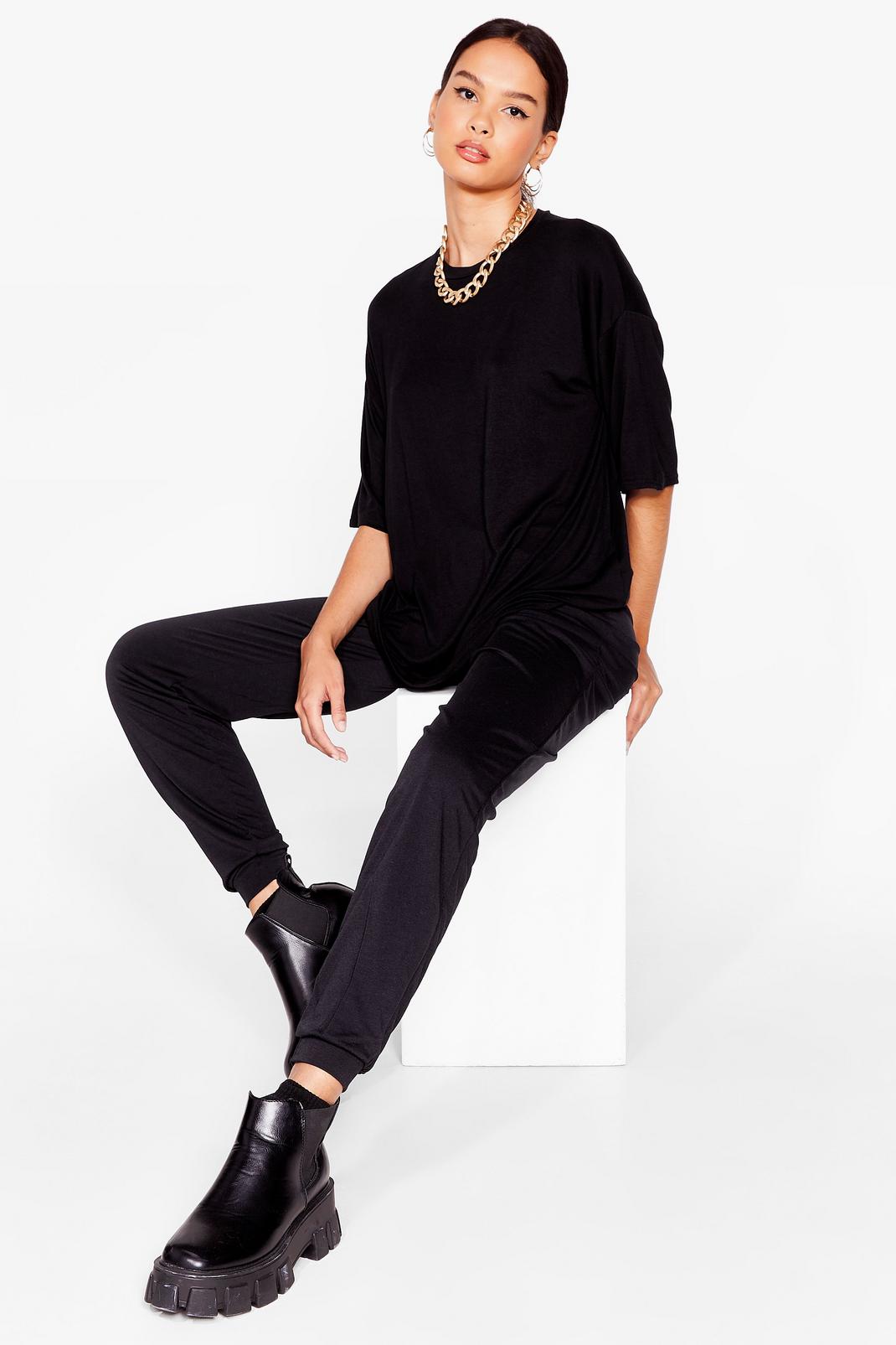 Black Relaxed T-Shirt And Sweatpant Set image number 1