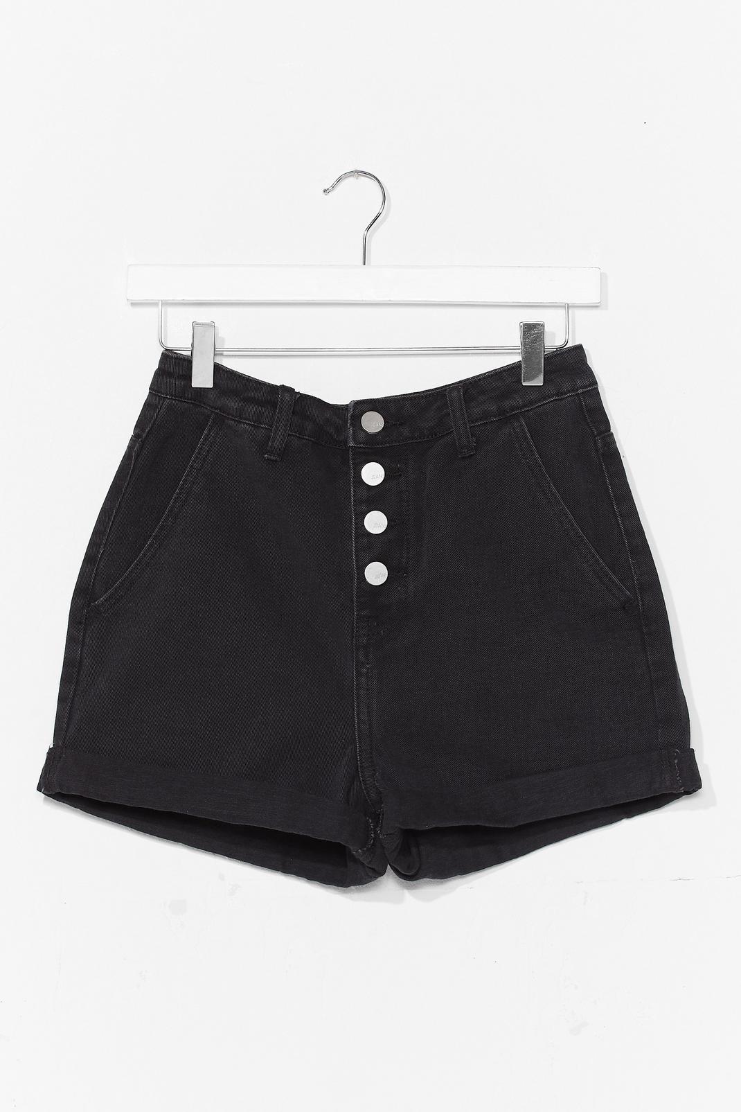 Black Button Up Denim Shorts image number 1