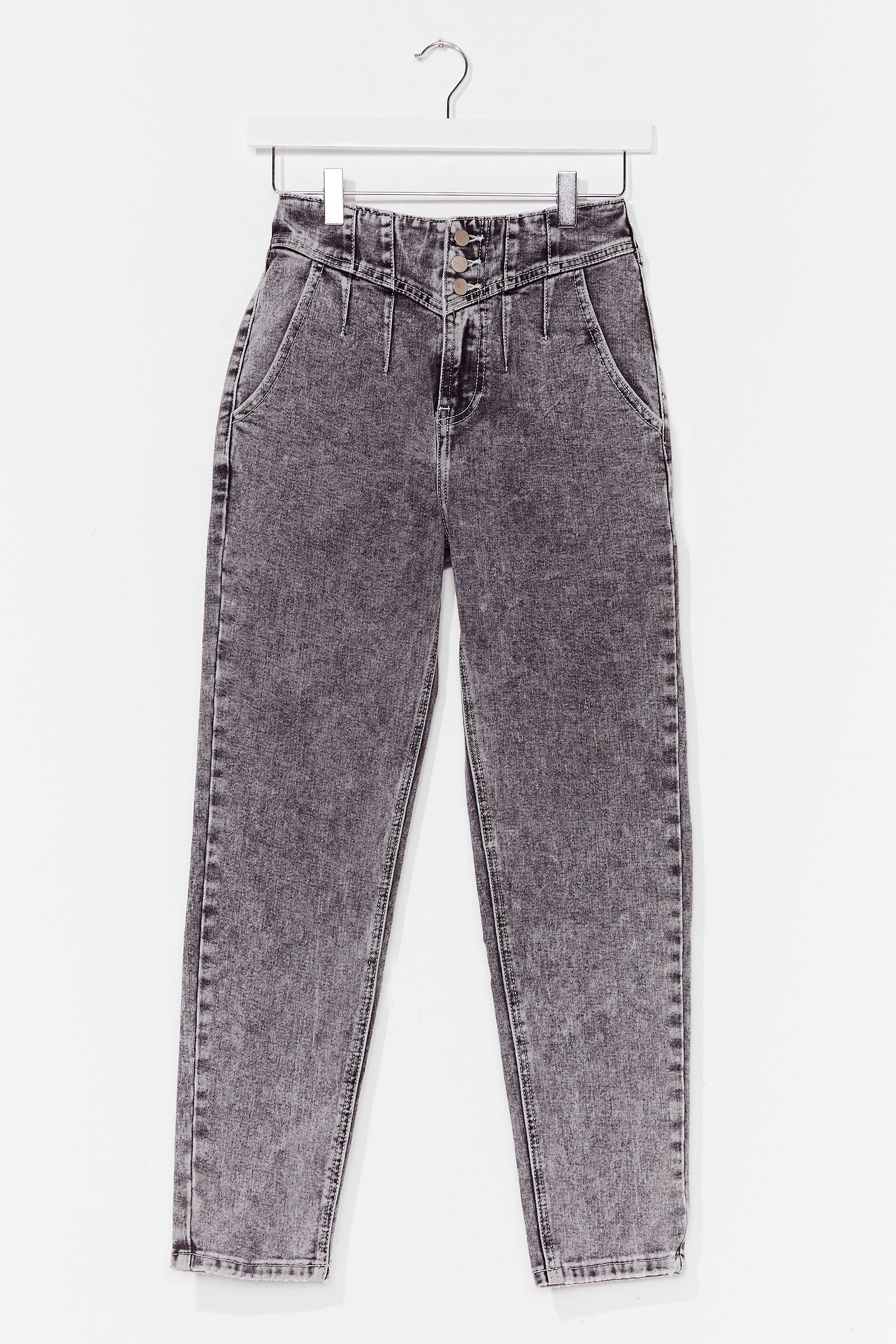 grey high waisted mom jeans