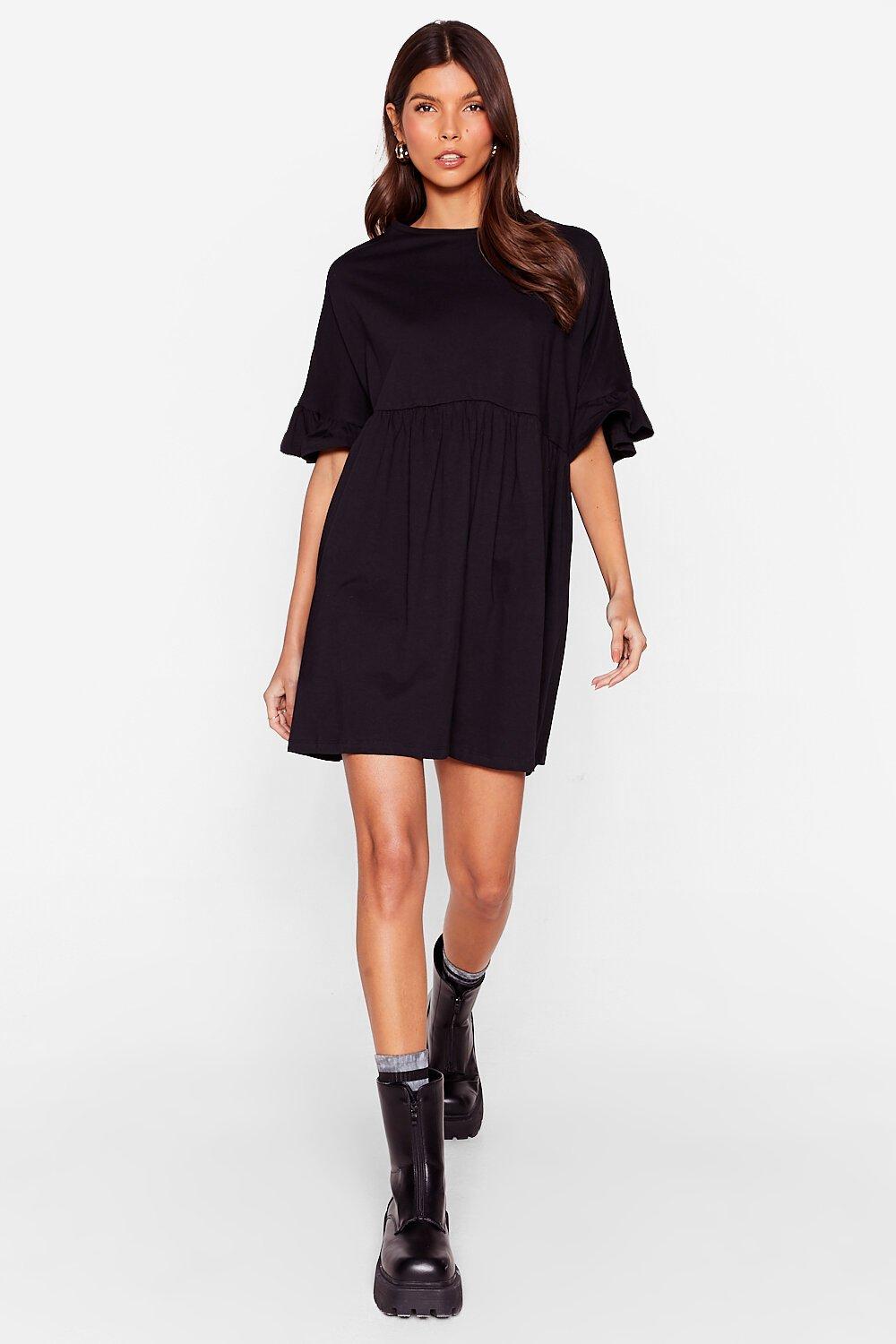 Frill sleeve smock fashion dress