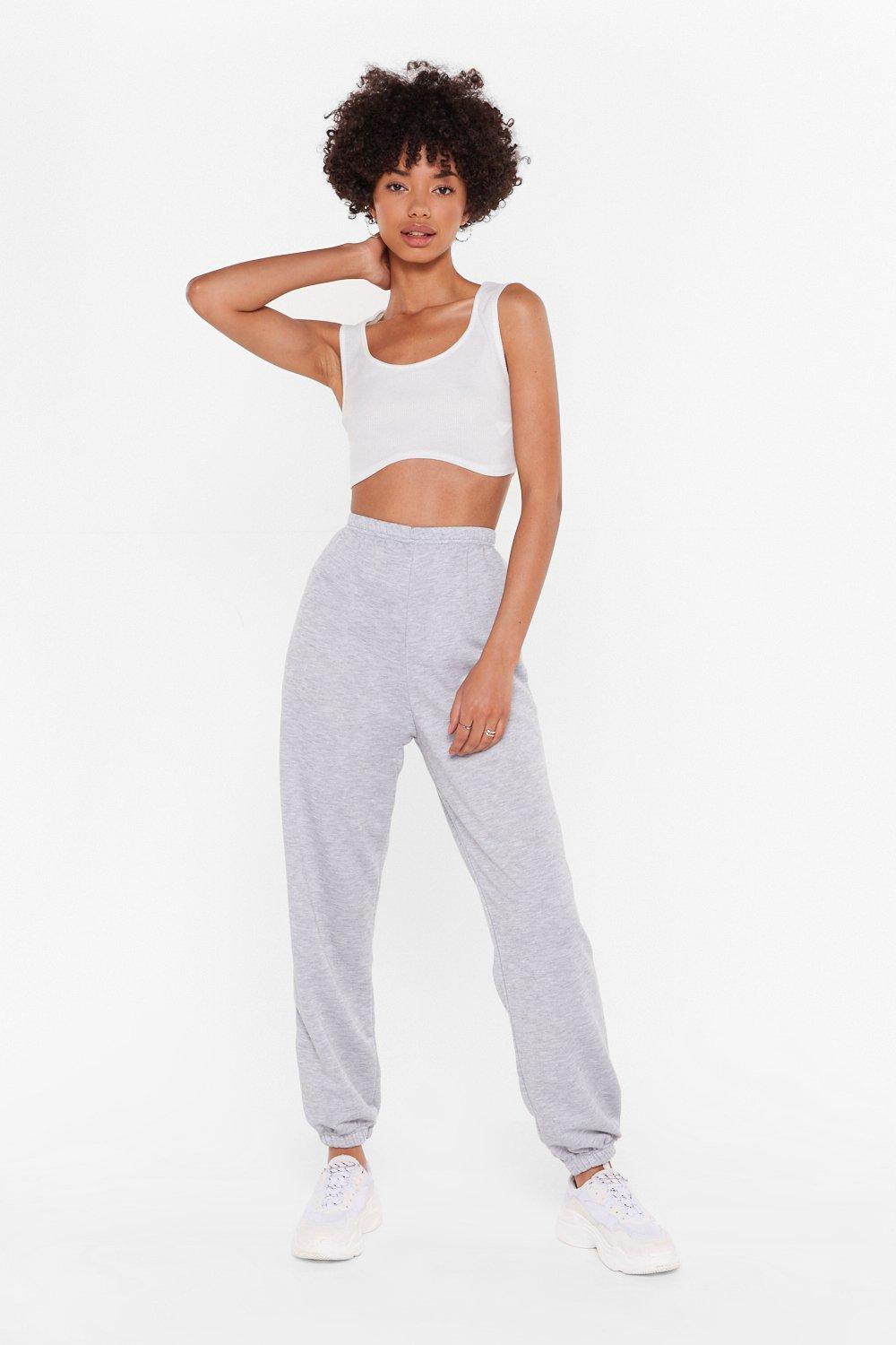 grey cuffed joggers womens