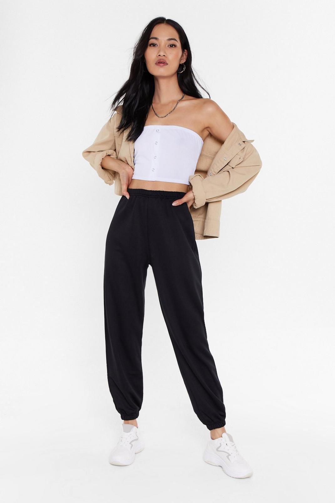 Black Oversized High Waisted Casual Sweatpants image number 1