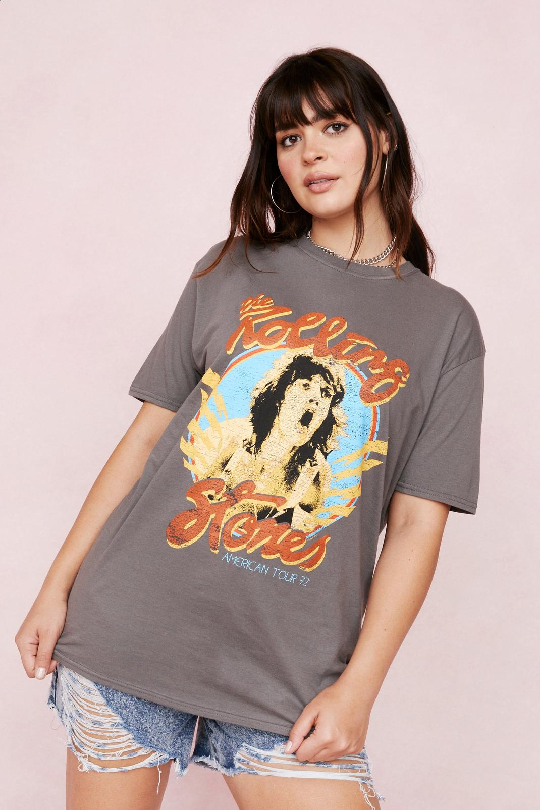 Grey Plus Size Rolling Stones Graphic T-Shirt image number 1