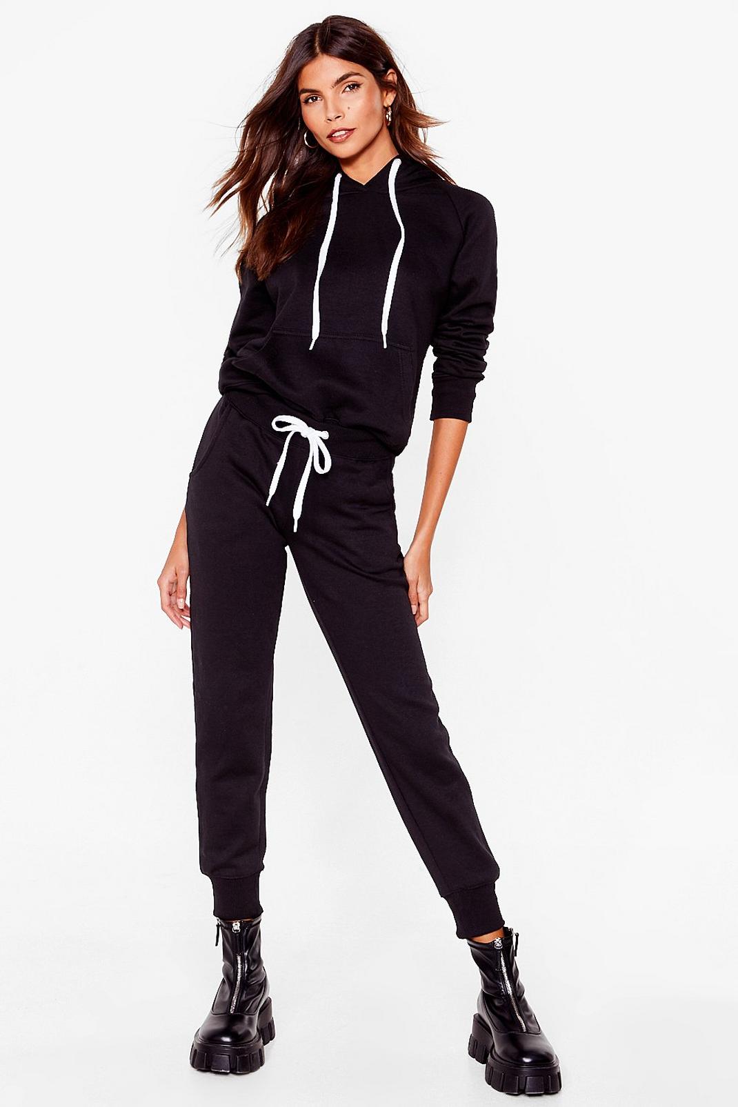 Black No Sweat Pullover Hoodie and Joggers Set image number 1