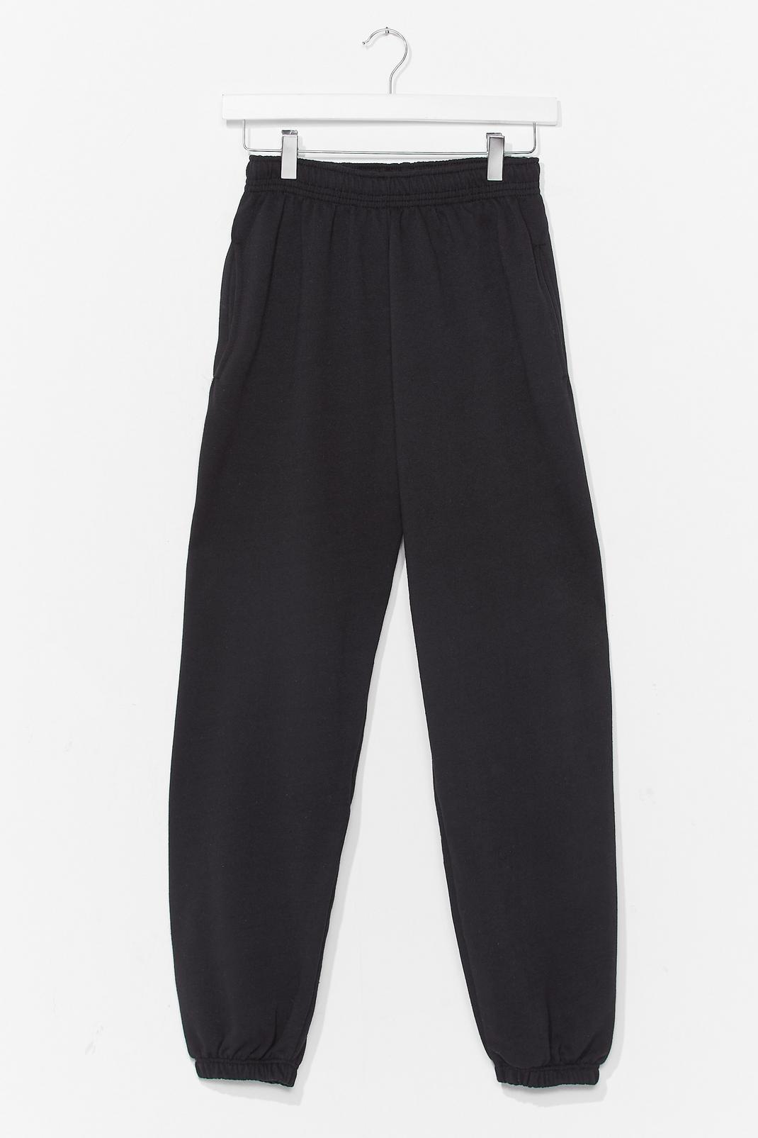 Black Oversized Jersey Cuffed Sweatpants image number 1