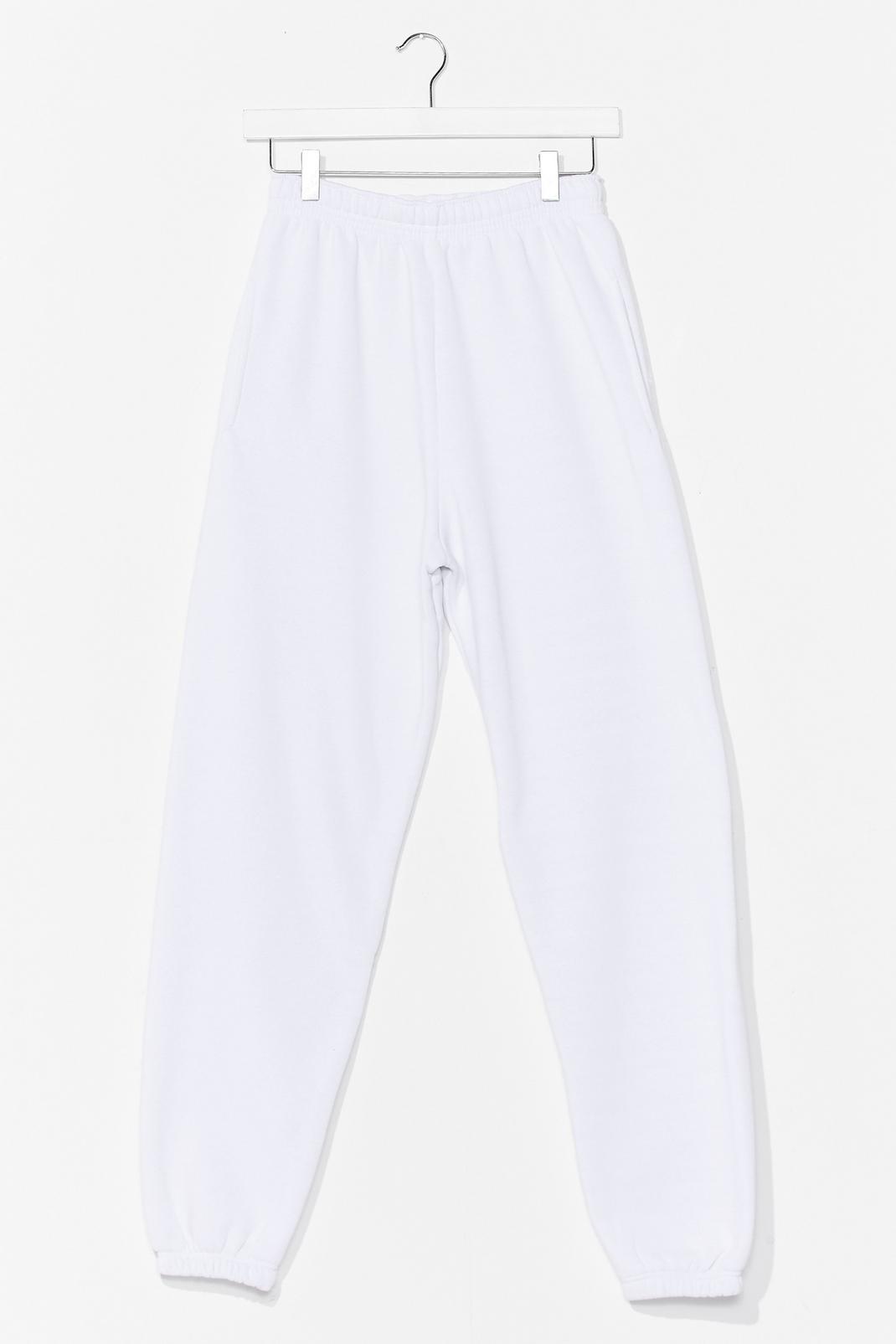 White Oversized Jersey Cuffed Sweatpants image number 1