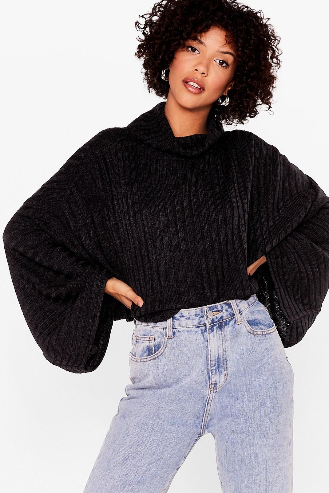 Roll With the Punches Knitted Batwing Jumper image number 1