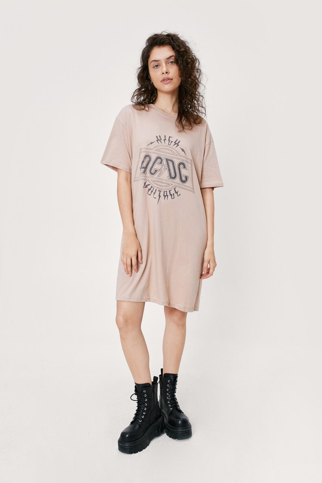 Natural Know Your ACDC Graphic Tee Dress image number 1