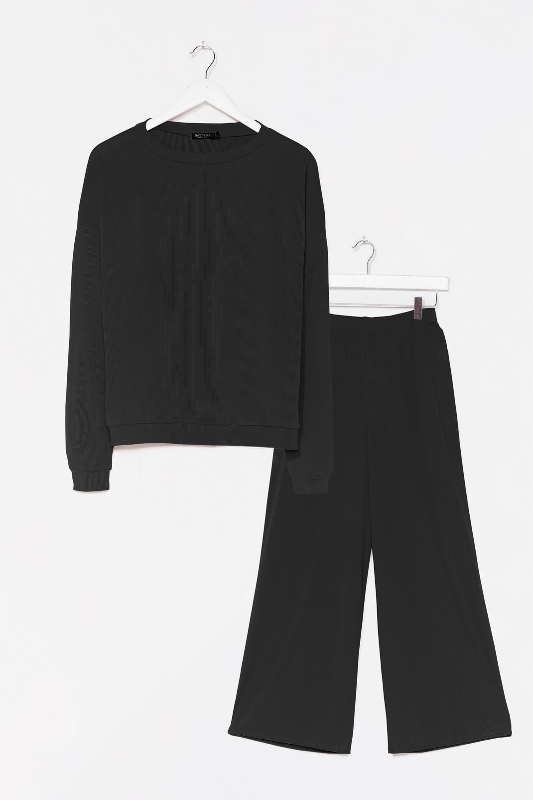 Black It Takes Crew Sweatshirt and Trousers Lounge Set image number 1