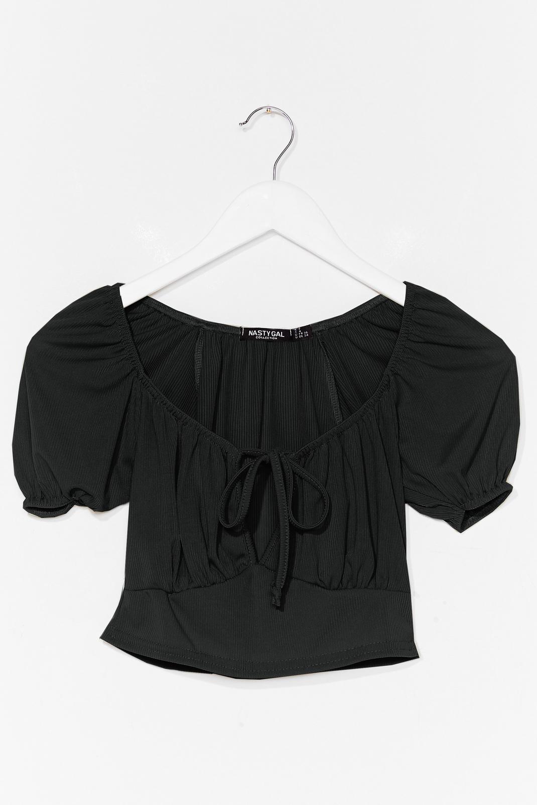 Puff Sleeve Keyhole Crop Top image number 1