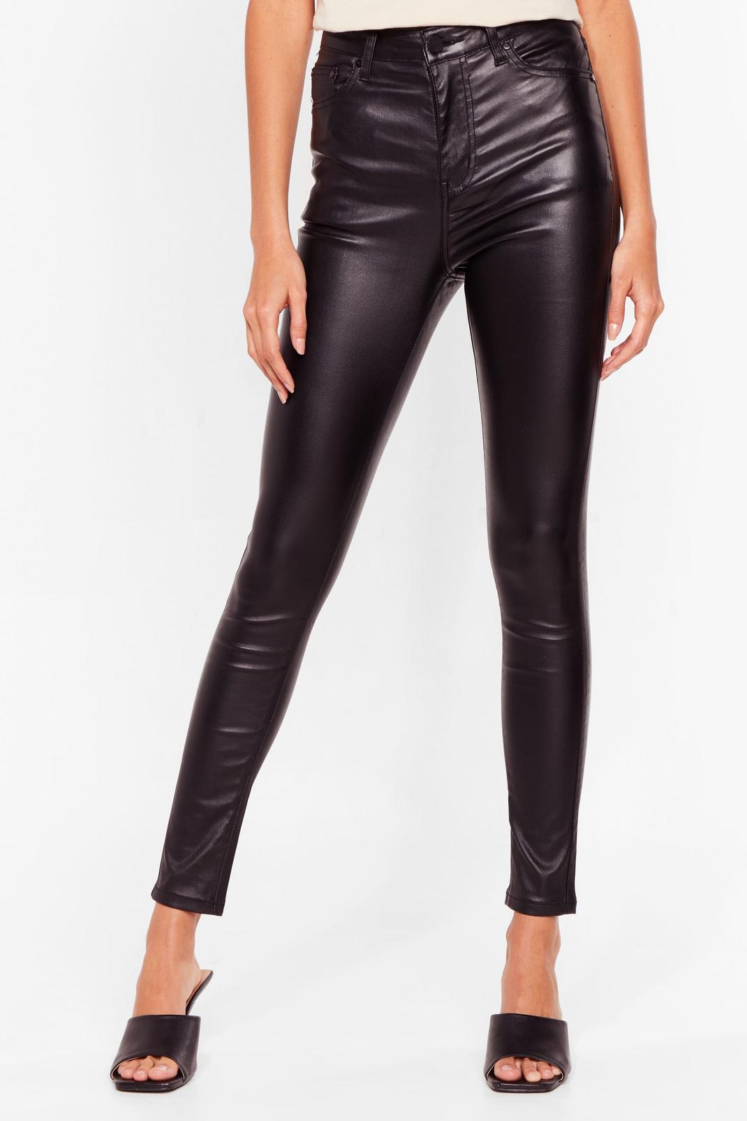 105 Faux Leather Coated High-Waisted Skinny Jeans image number 2