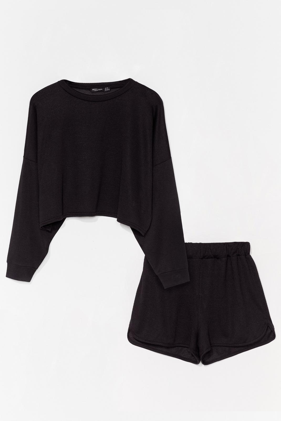 Black Batwing Sweater And Shorts Set image number 1