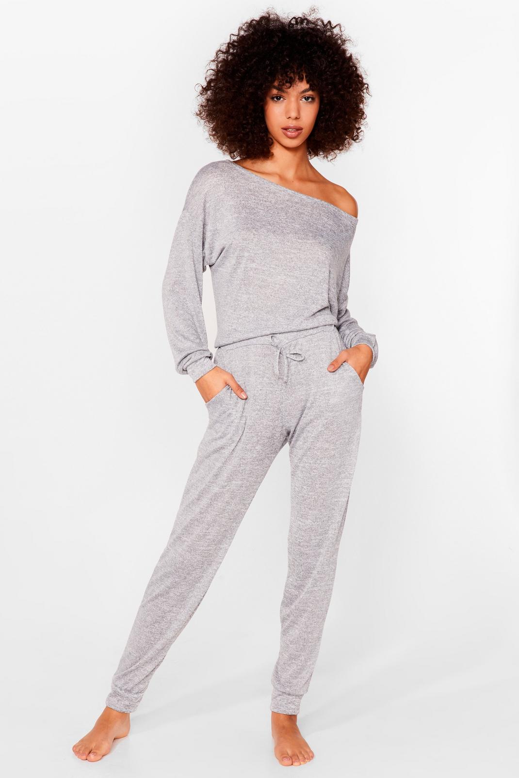 Grey marl Marl Top and Joggers Loungewear Set image number 1