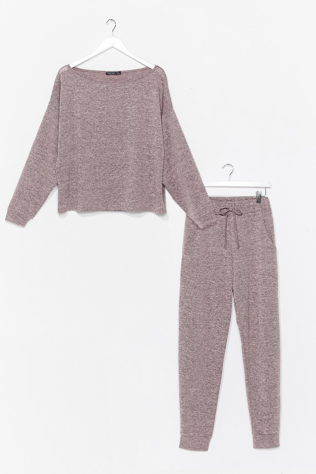 Nude Marl Top and Tracksuit Pants Loungewear Set image number 1