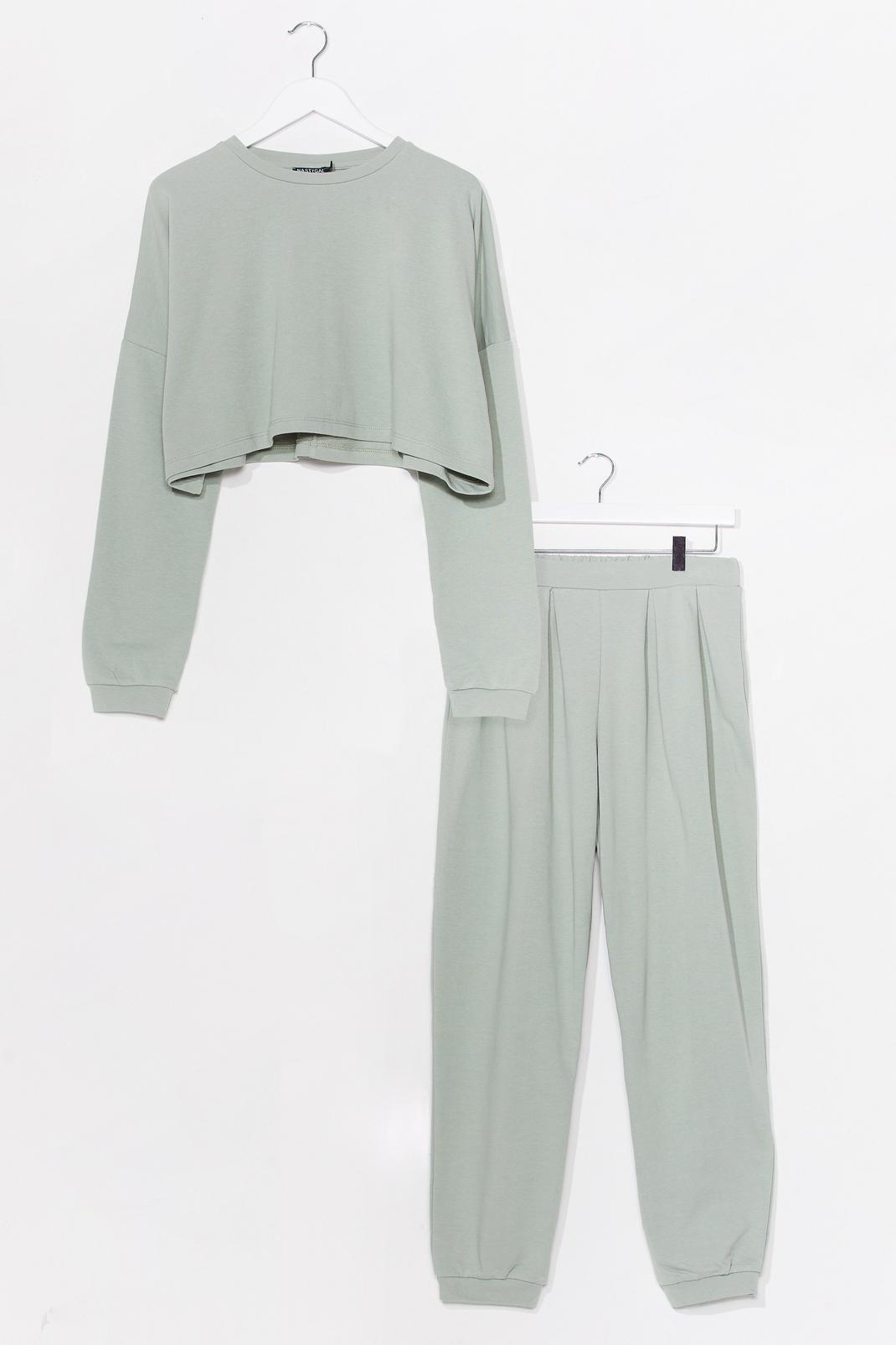 Sage Our Plus One Cropped Sweatshirt and Jogger Set image number 1