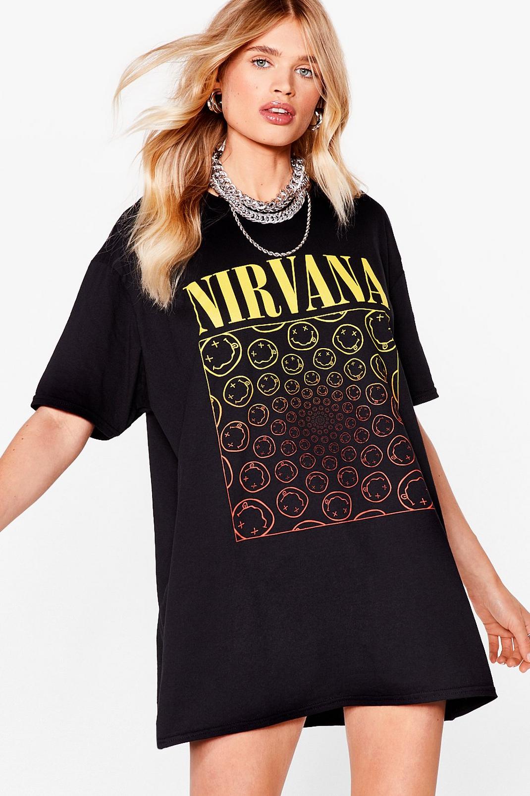 Black Nirvana Band T-Shirt Dress image number 1