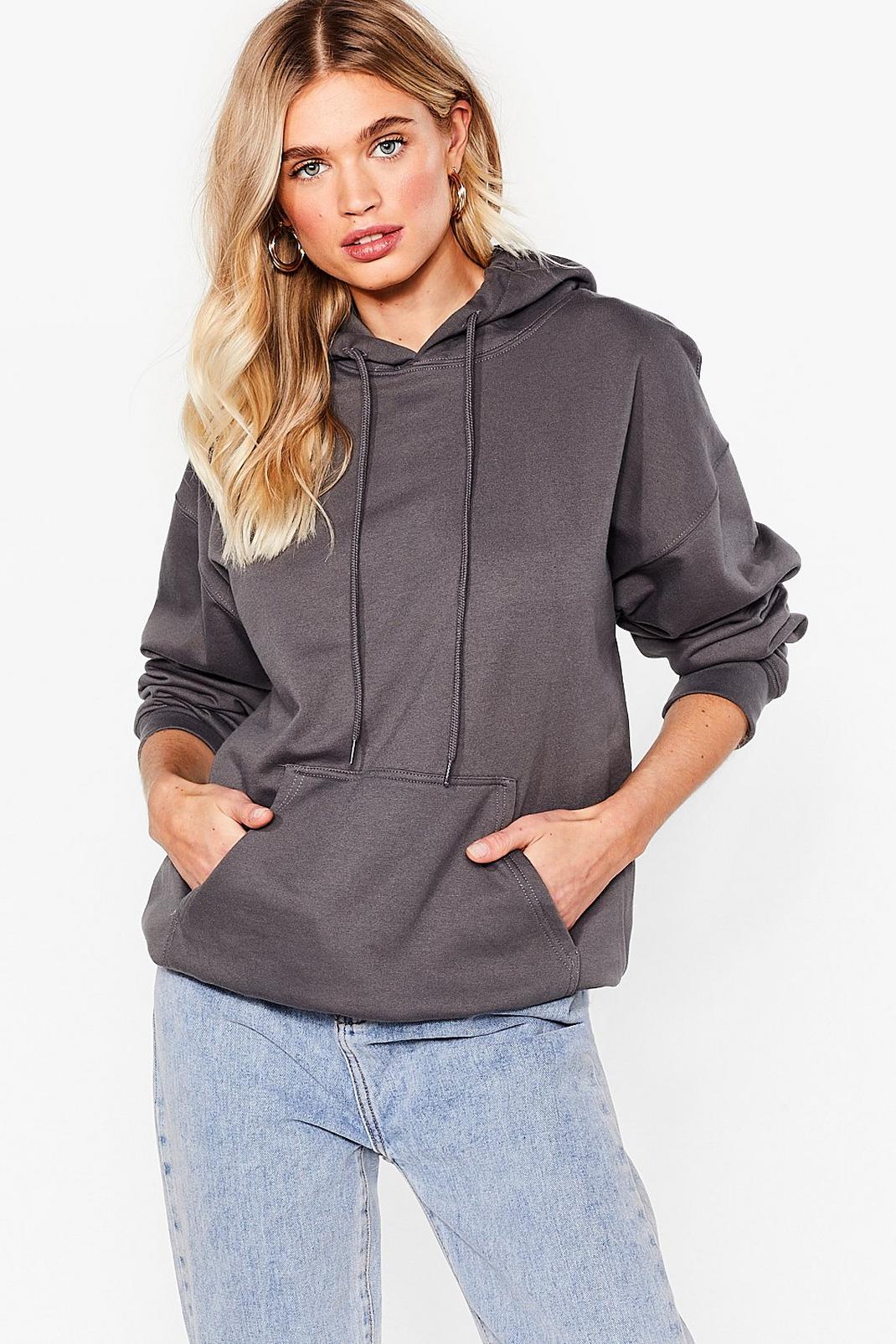 Charcoal Casual Drawstring Oversized Hoodie image number 1