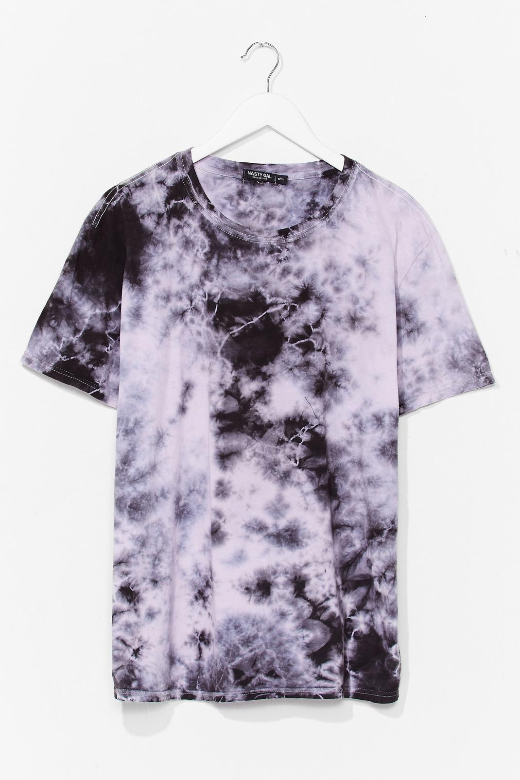 Charcoal Vintage Tie Dye Print Crew Neck T-Shirt image number 1