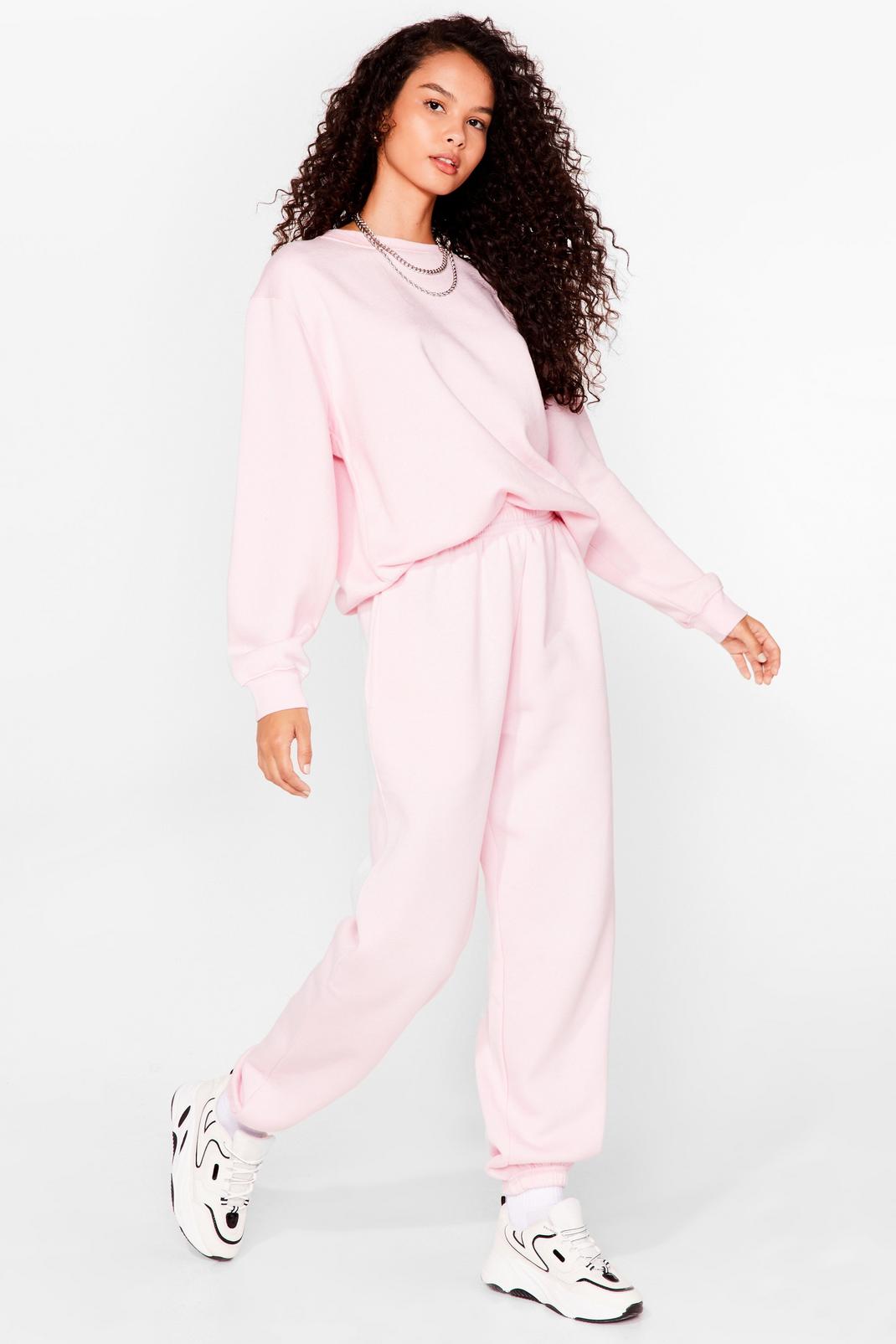 Pink Oversized Slouchy Sweatshirt and Joggers Set image number 1