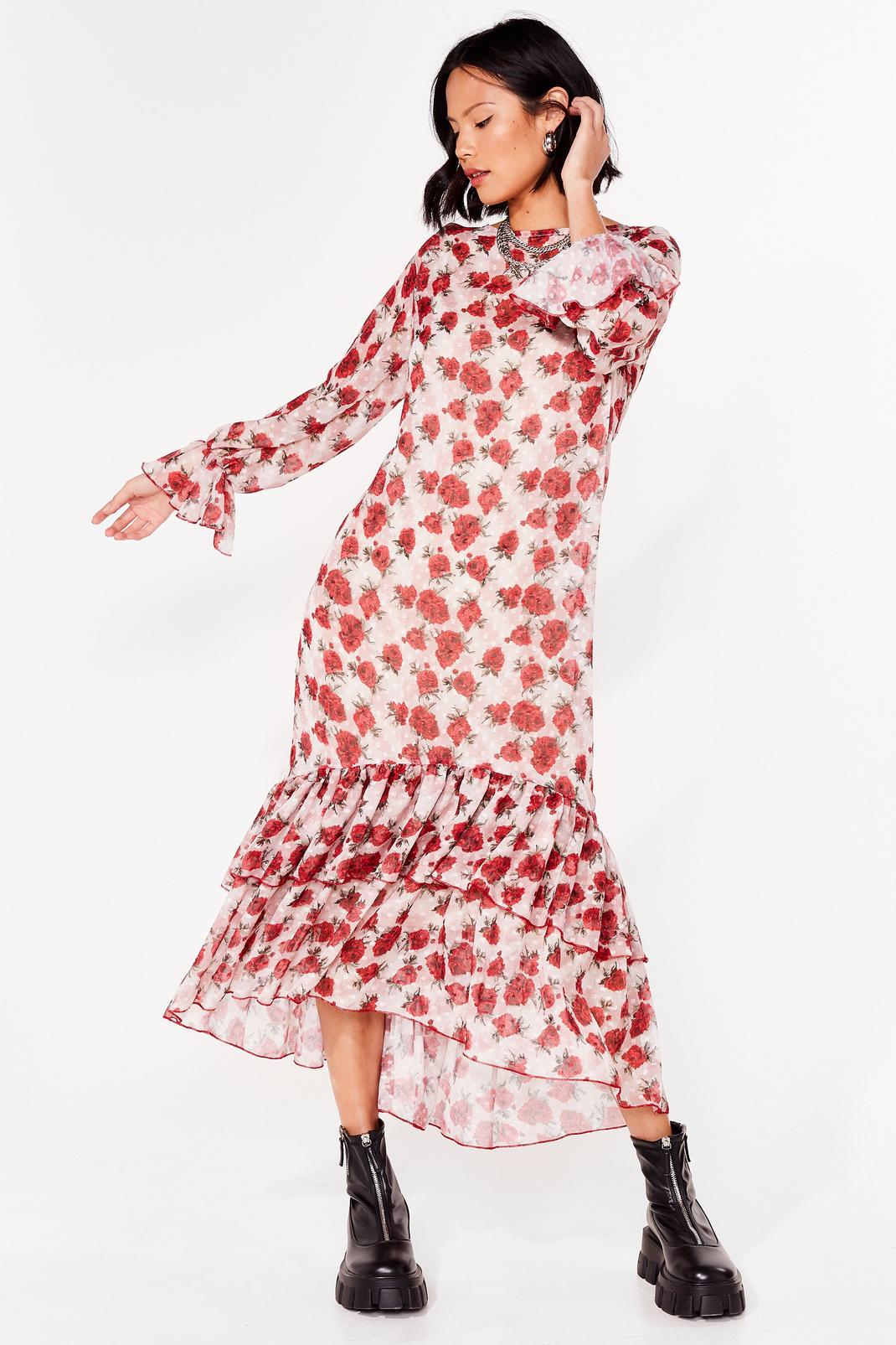 Tiered Ruffle Loose Floral Maxi Dress image number 1