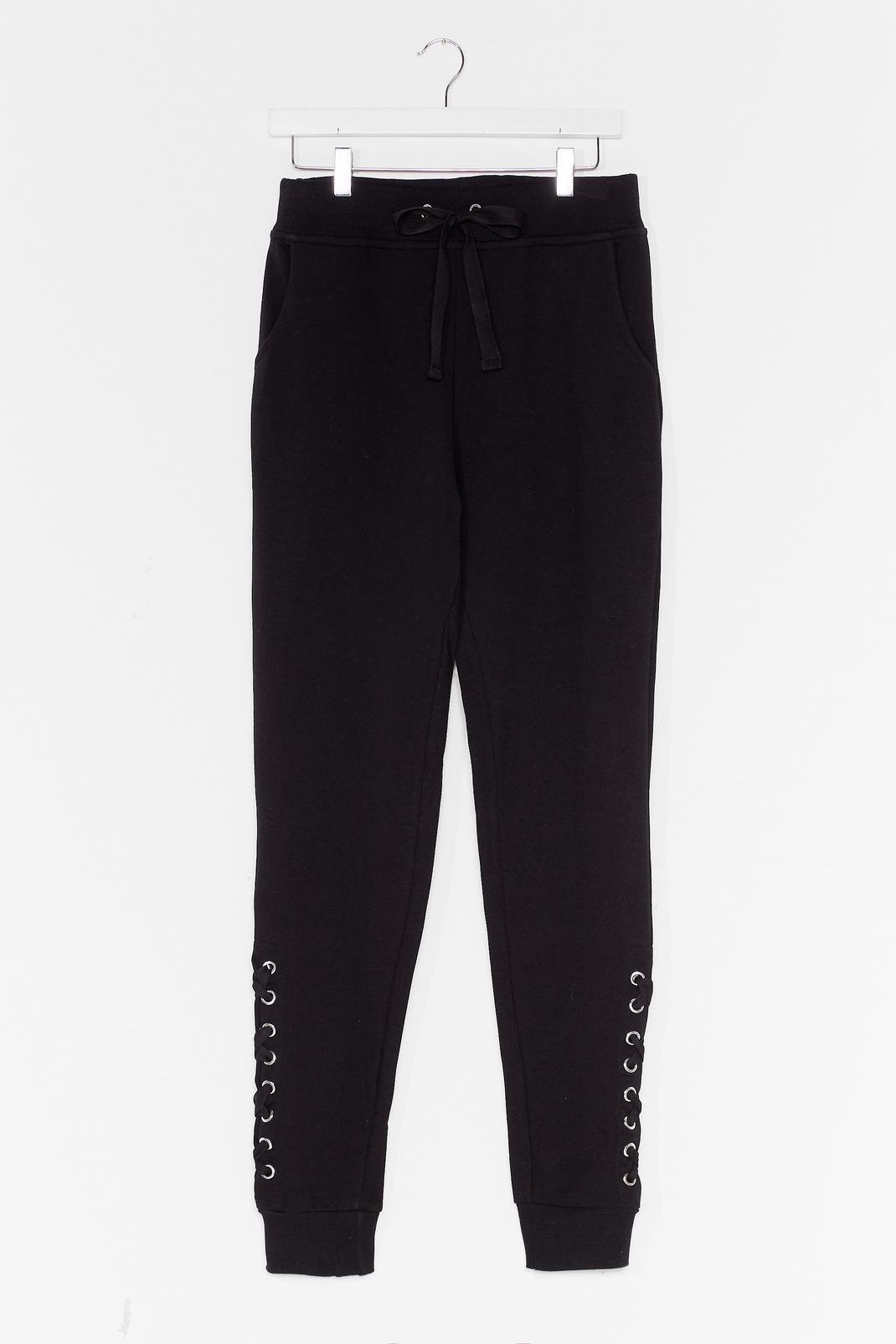 Black Weave Been There Lace-Up Joggers image number 1