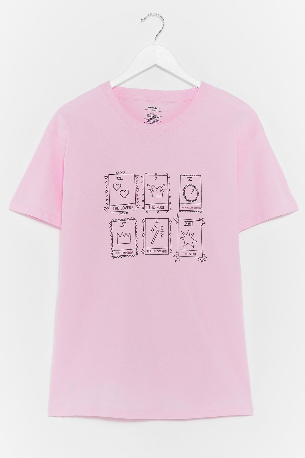 T-shirt ample à impressions cartes de tarot, Pink image number 1