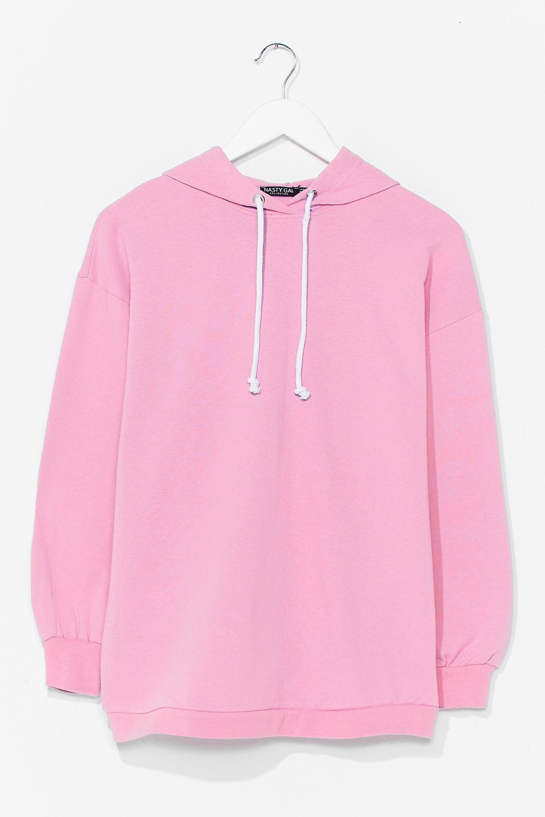 Pink Drawstring Casual Oversized Hoodie image number 1