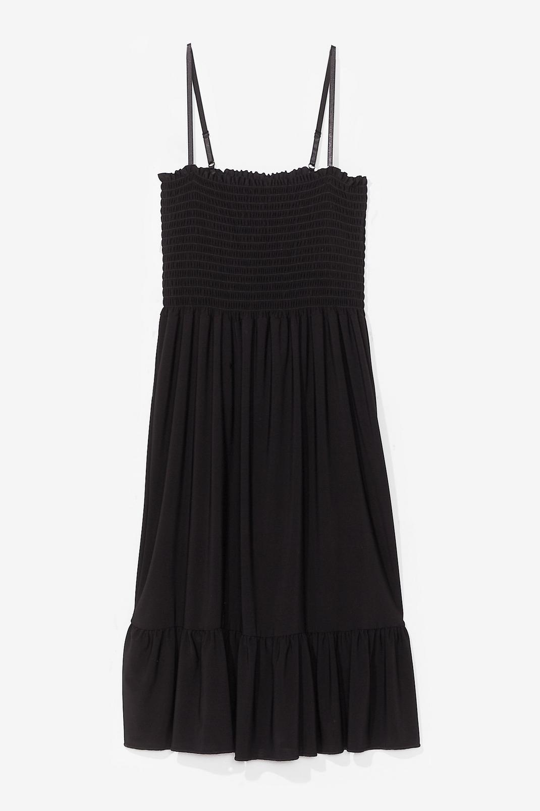 Black Shirred 'Em Say Plus Midi Dress image number 1