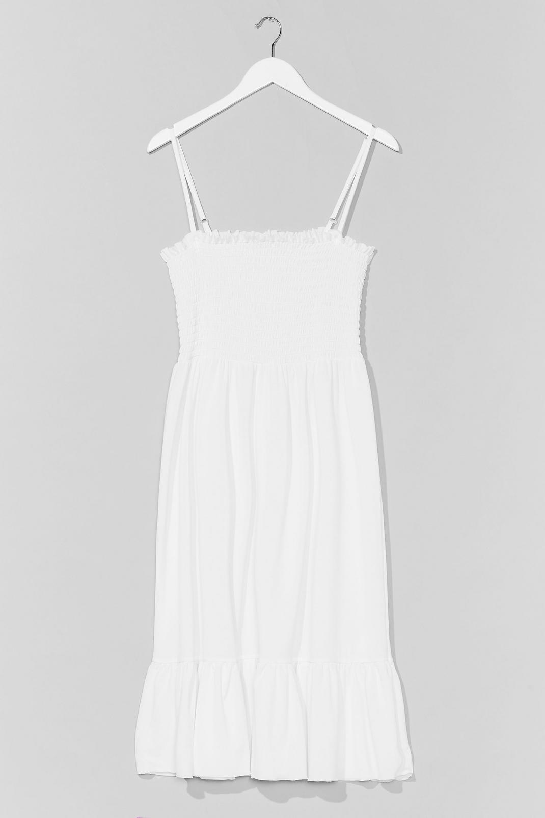 White Shirred 'Em Say Plus Midi Dress image number 1