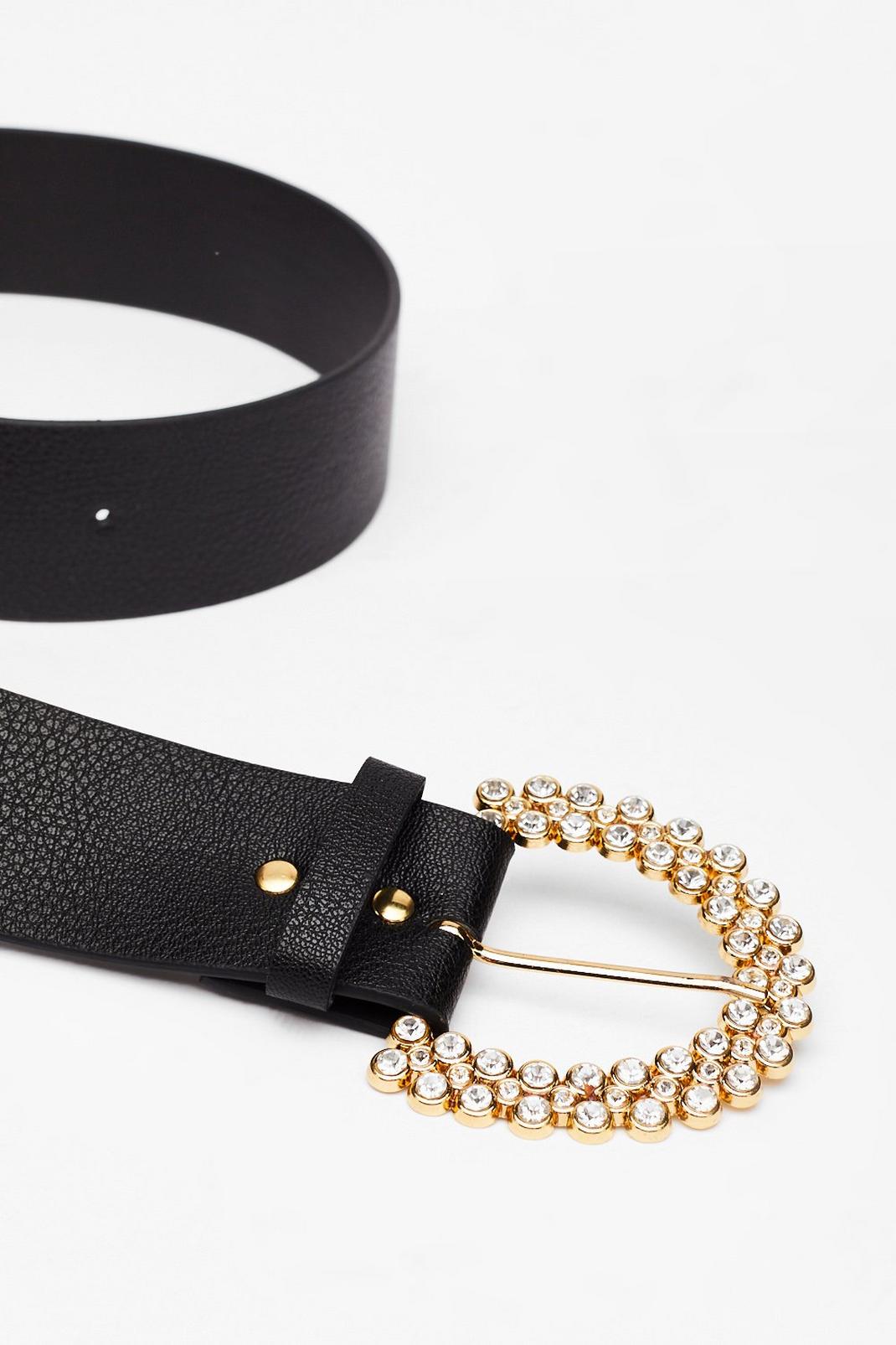 The Shine is Now Faux Leather Diamante Belt
