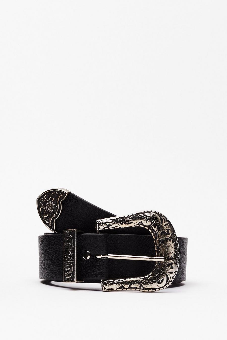 Never Second West Faux Leather Western Belt