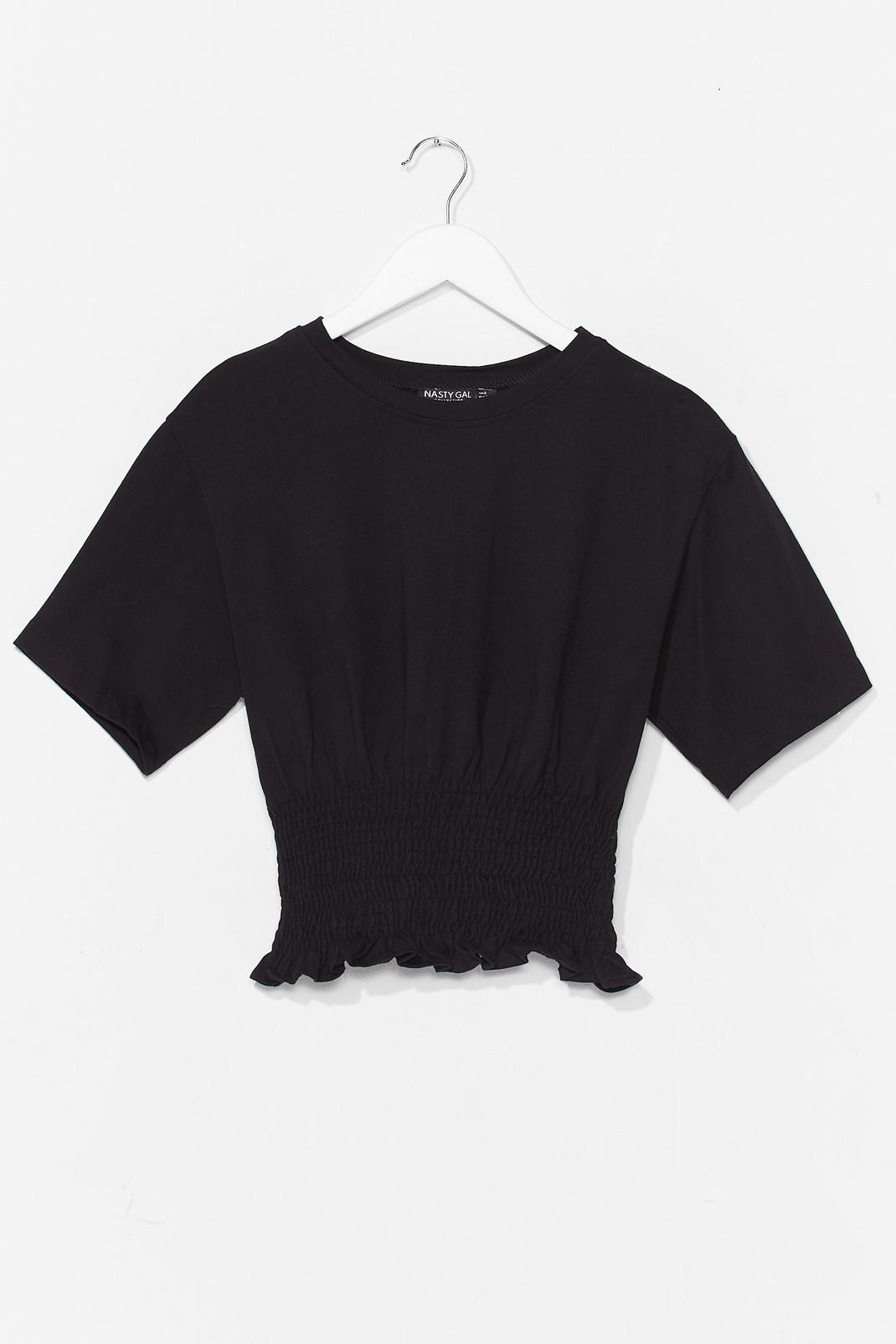 Black Shirred Crop Short Sleeve T-Shirt image number 1