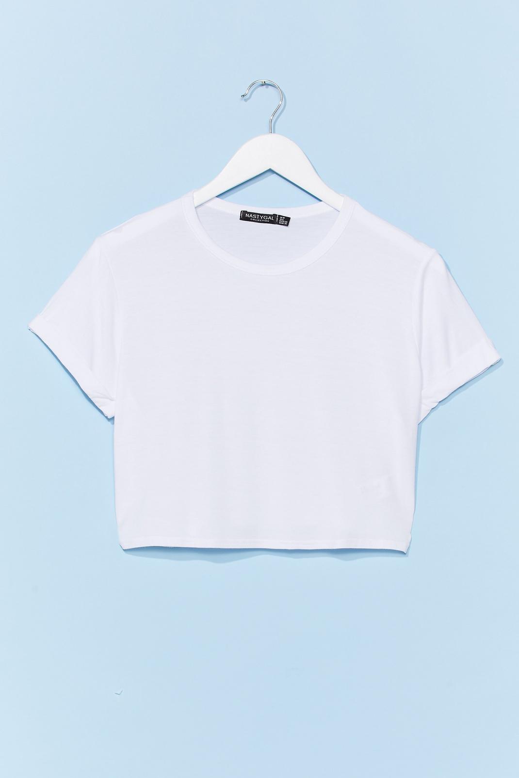 White Cropped Short Sleeve T-Shirt image number 1
