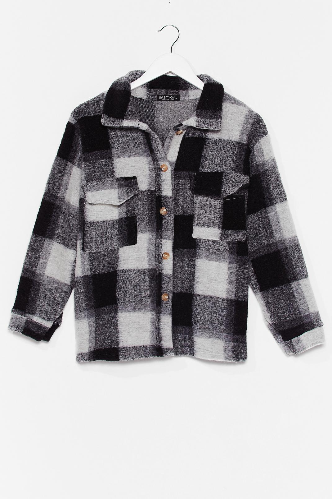 105 Faux Wool Check Oversized Jacket image number 1