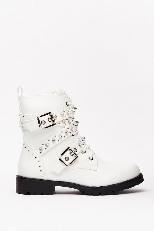 Embellish in the Fact Faux Leather Biker Boots | Nasty Gal
