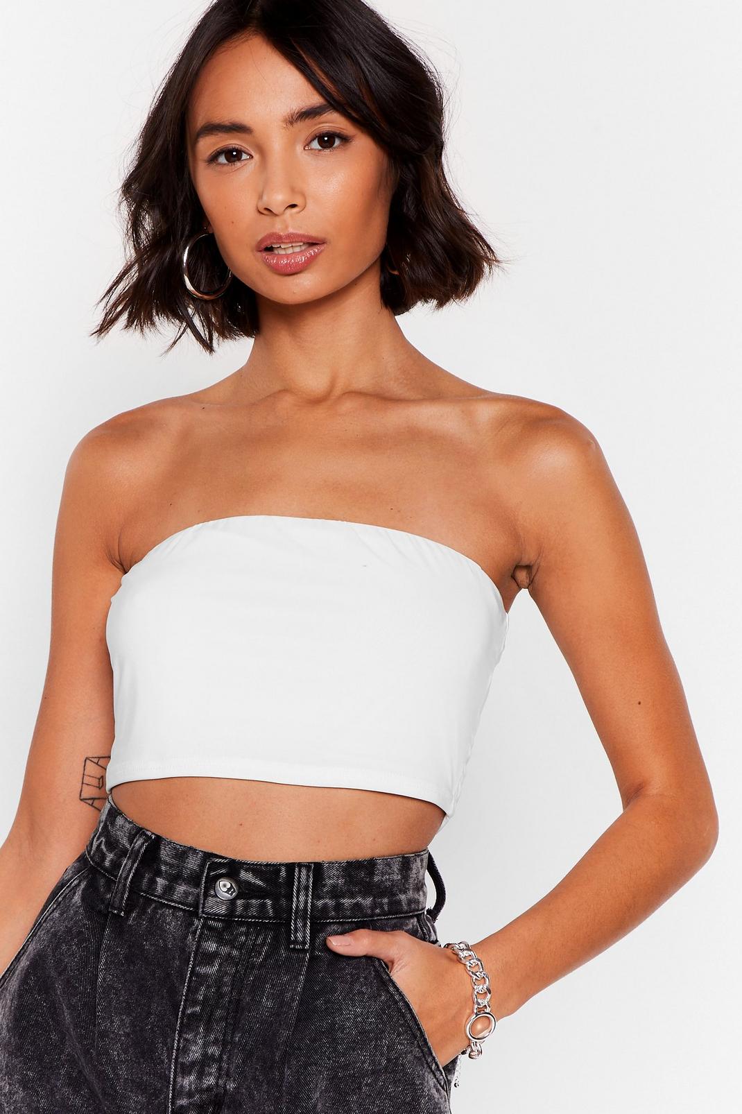 White Part of the Bandeau Slinky Crop Top image number 1