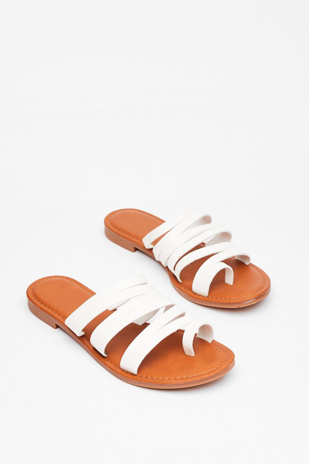 White Multi Strap Flat Sandals image number 1