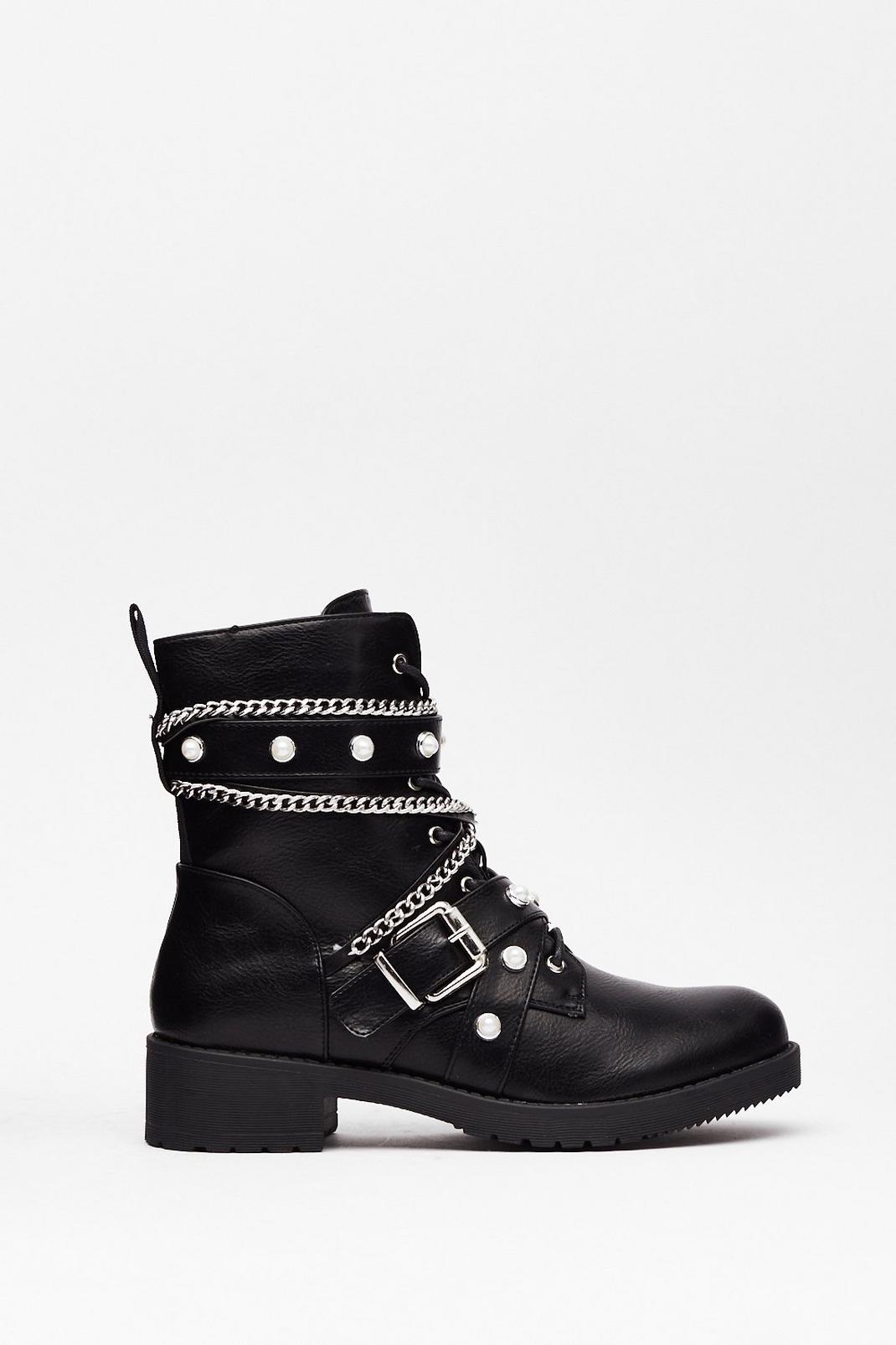 Who's That Pearl Faux Leather Biker Boots image number 1