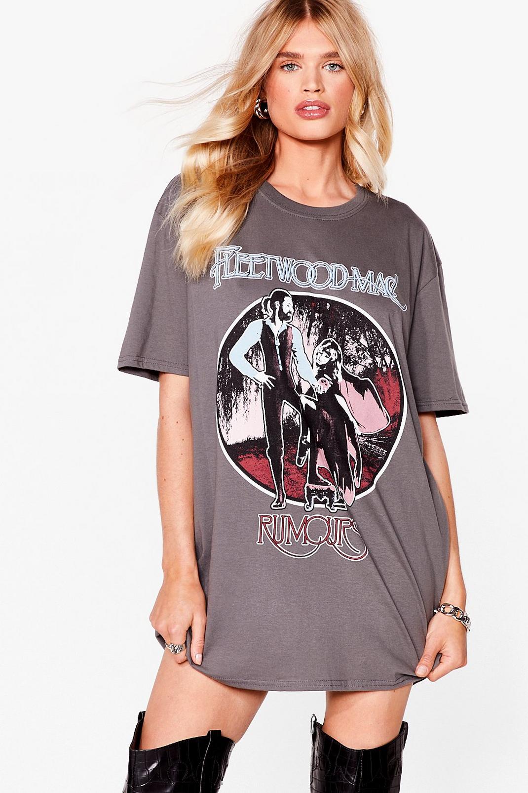 Black Fleetwood Mac Graphic Band T-Shirt Dress image number 1