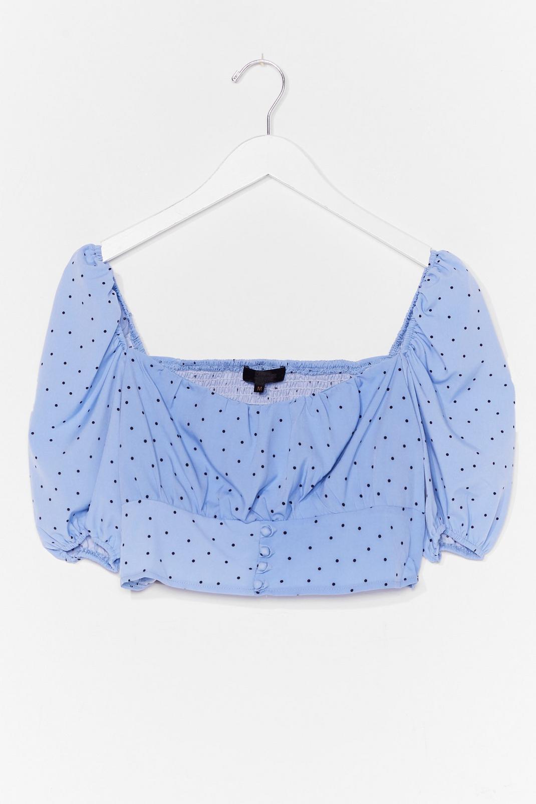 Dot to Party Up Puff Sleeve Crop Top image number 1