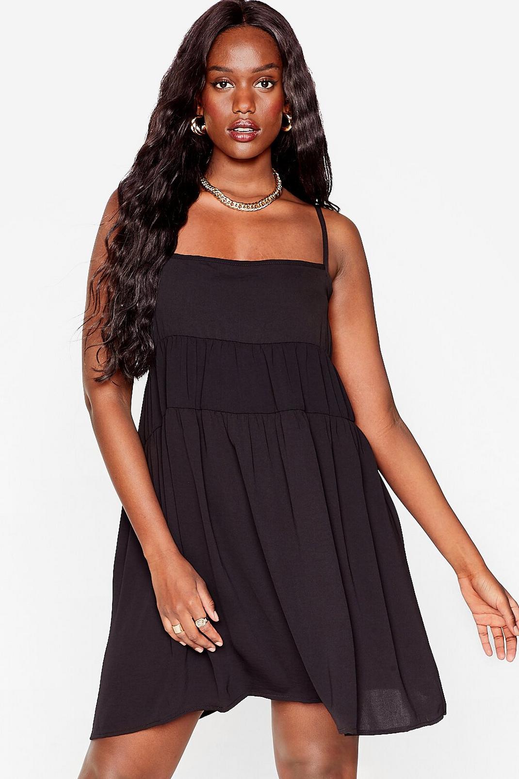 Black Plus Size Tiered Cami Mini Dress image number 1
