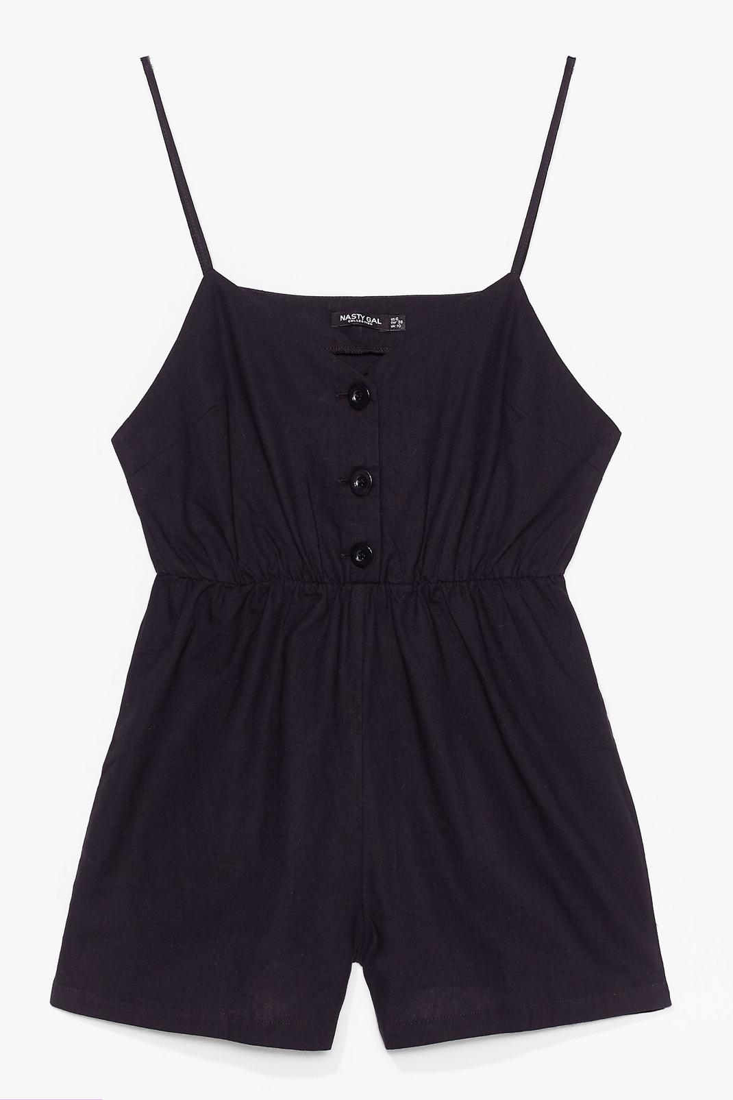 Black Button Down Relaxed Strappy Playsuit image number 1