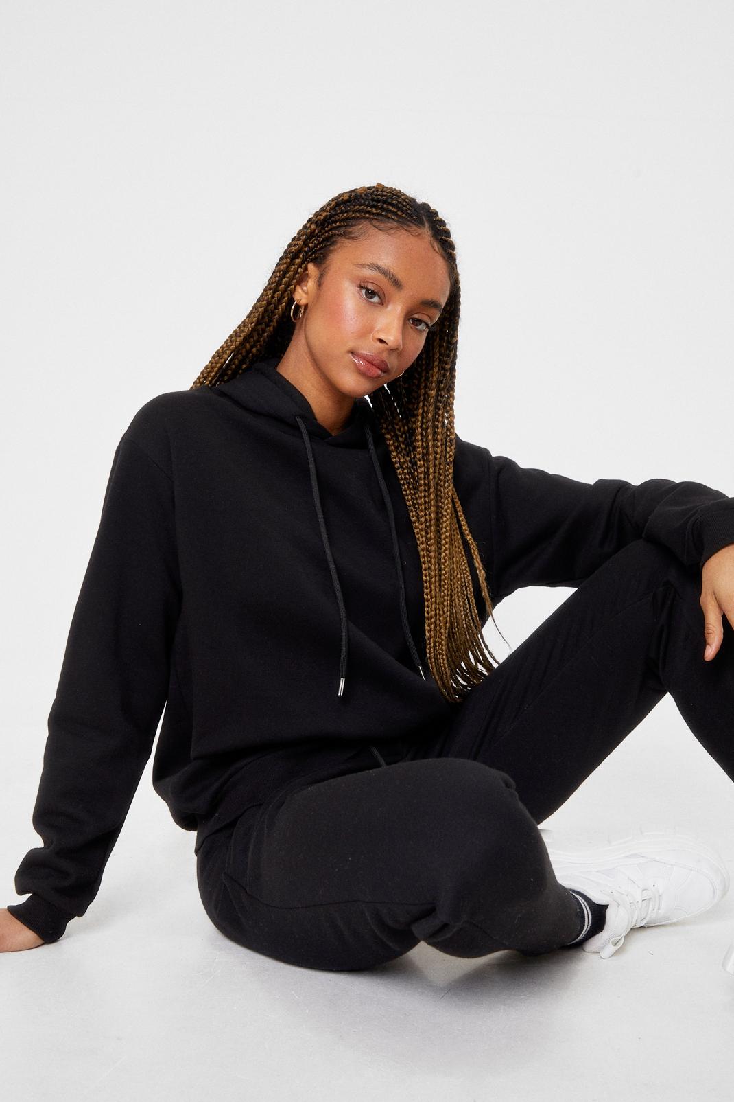 Black Hoodie And Slouchy Joggers Set image number 1