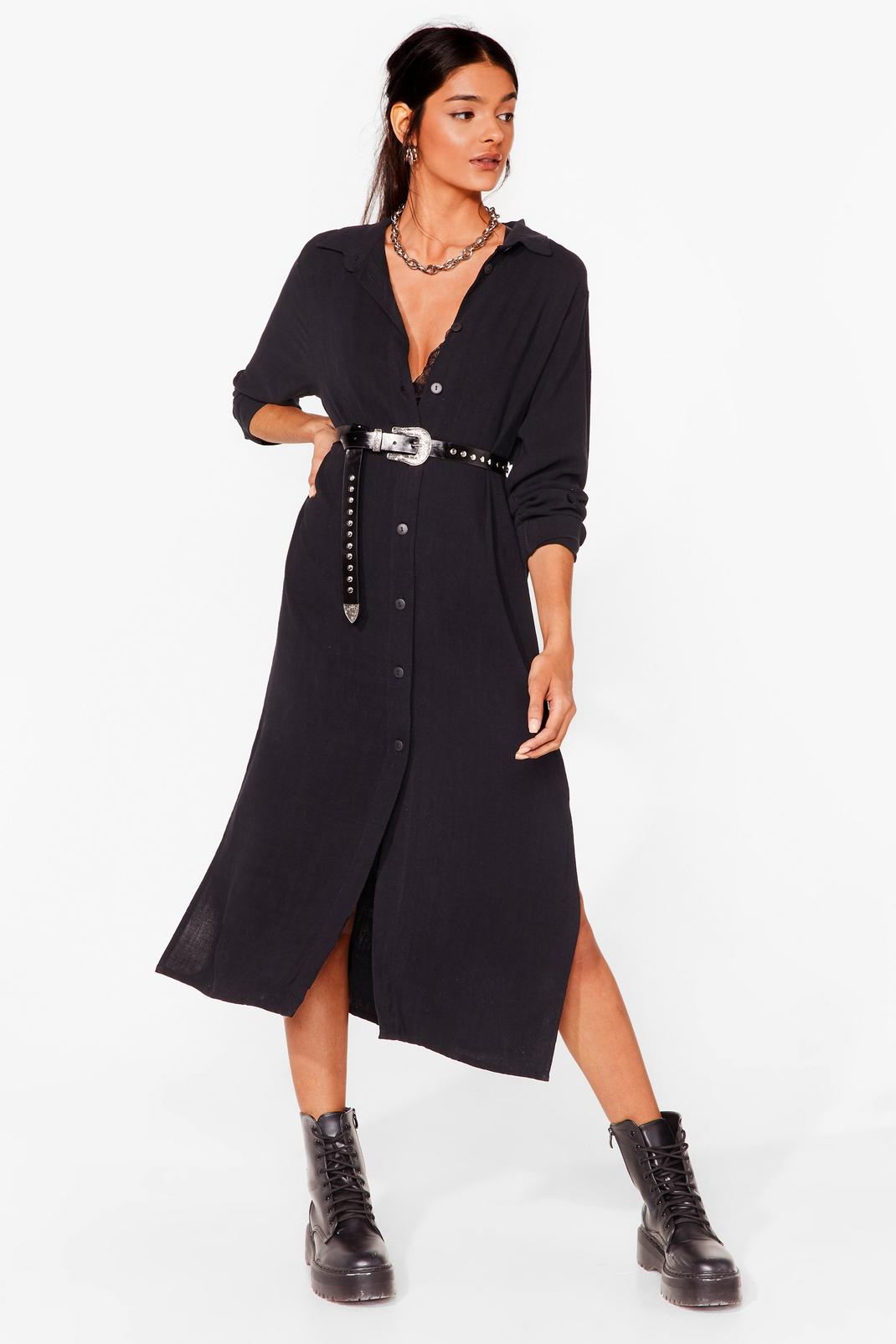 You're So Shirty Button-Down Midi Dress image number 1