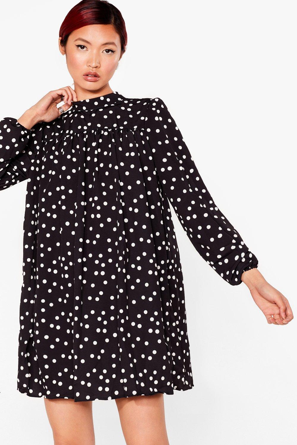 nasty gal black and white polka dot dress