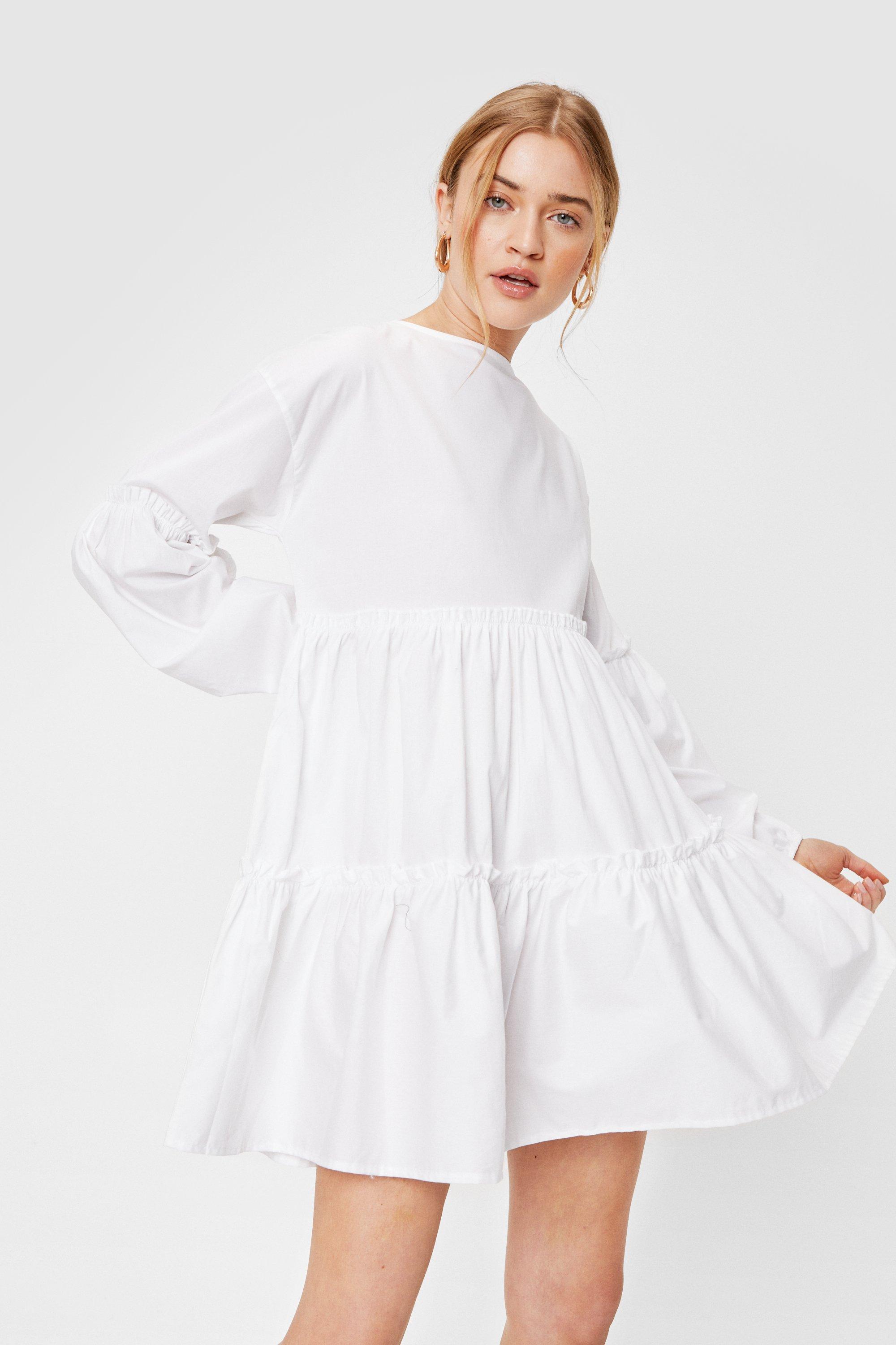 Long Sleeve Tiered Mini Smock Dress | Nasty Gal