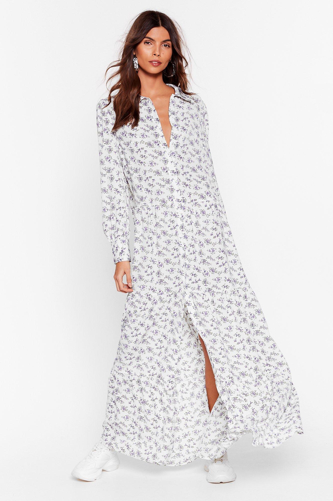 Floral maxi hot sale shirt dress