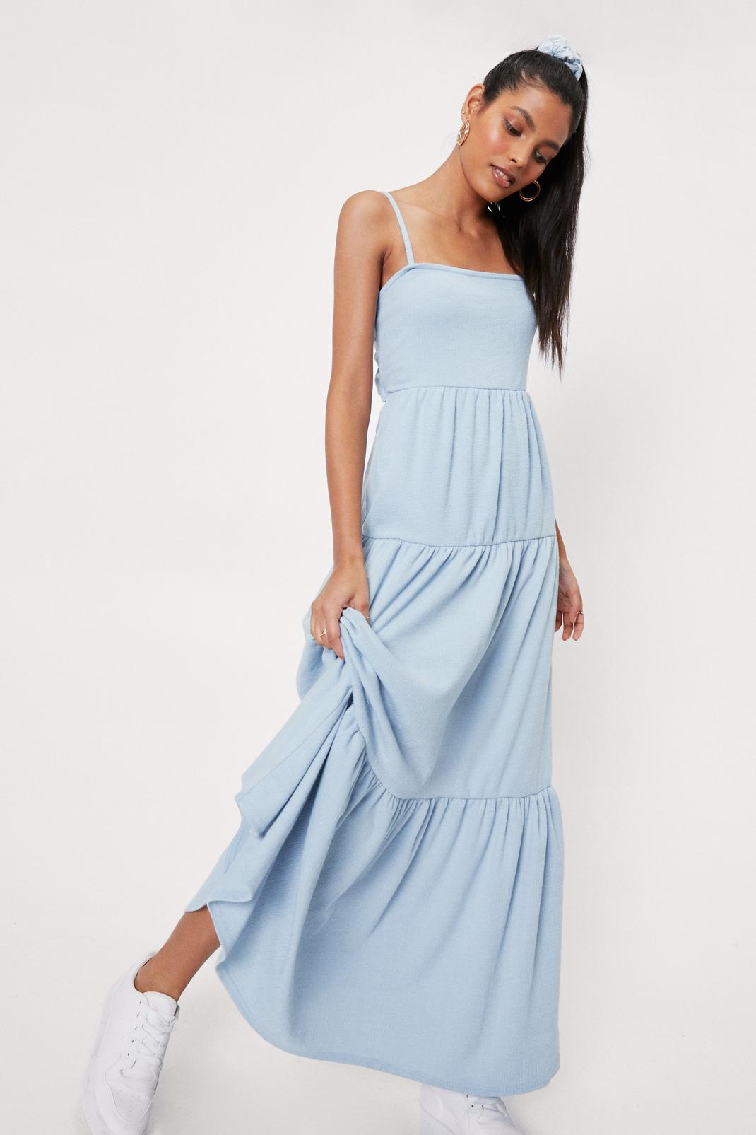 Blue Spaghetti Strap Cut Out Maxi Dress image number 1
