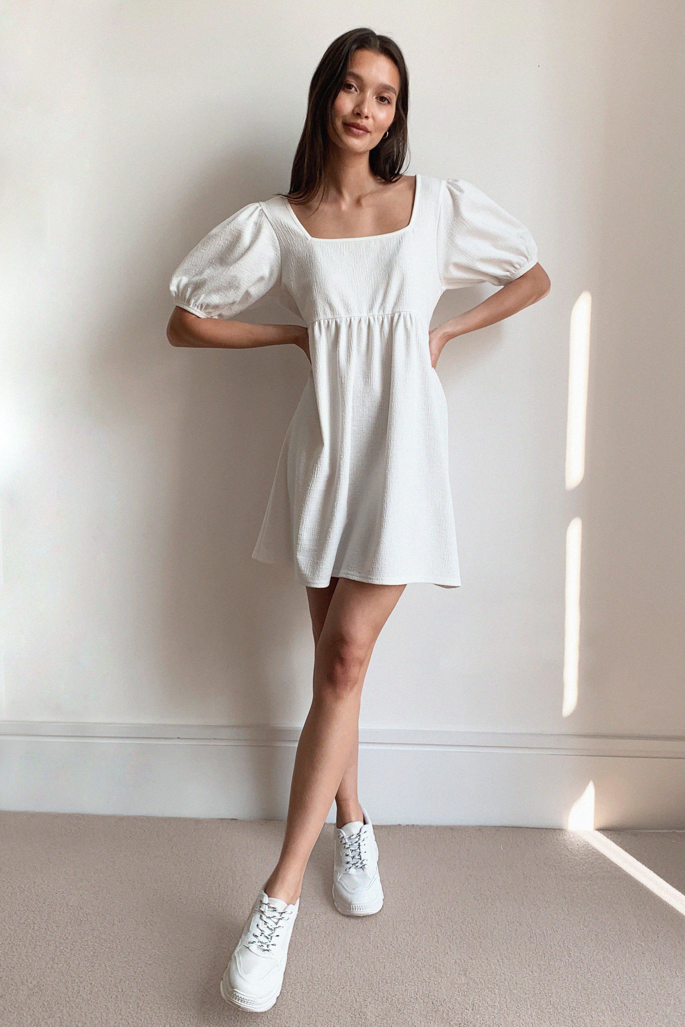 nasty gal white puff sleeve dress