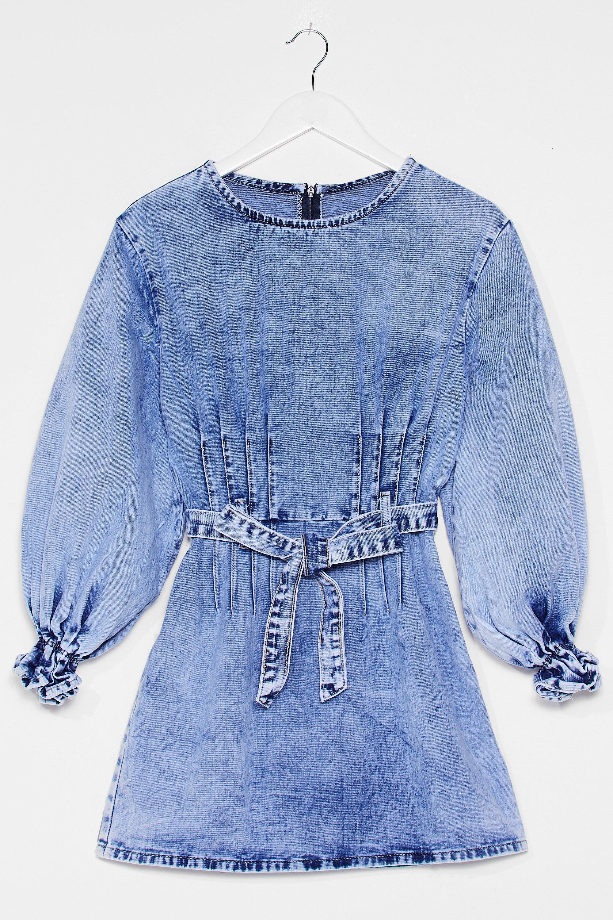 denim puff sleeve dress